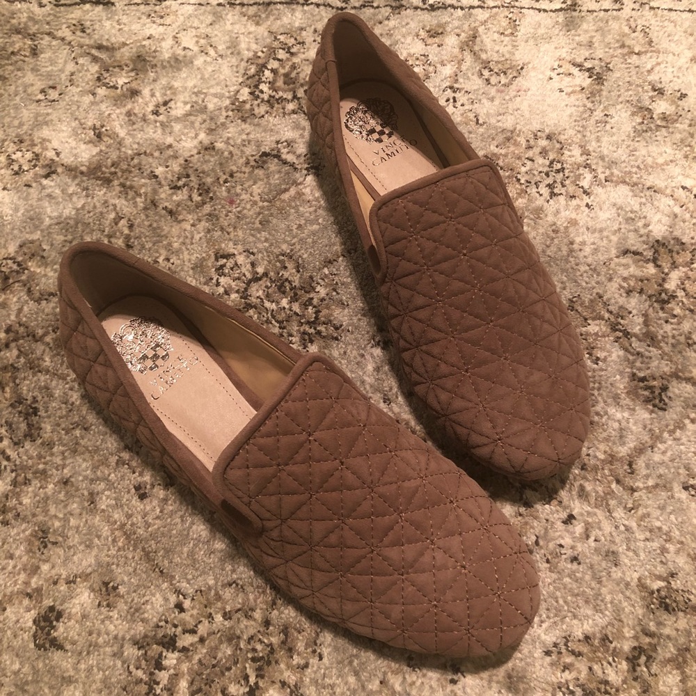 Vince Camuto tan suede loafers